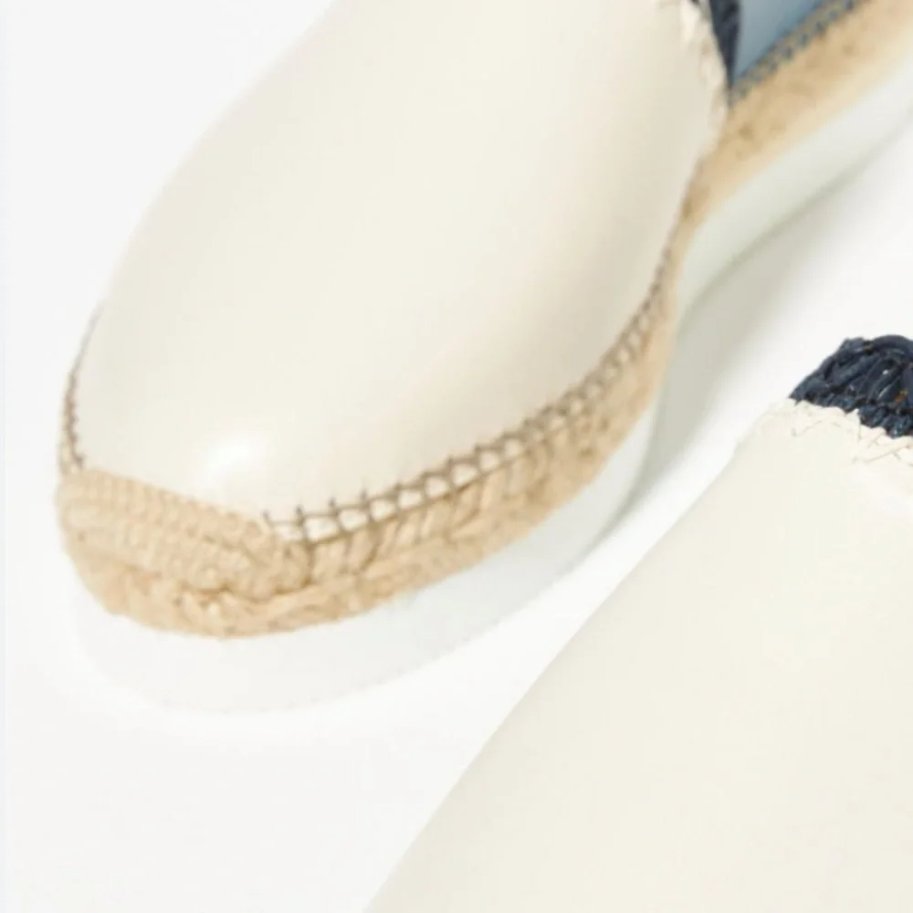 New See By Chloe x Anthropologie Glyn 7 Blue Ivory Leather Nautical Espadrilles